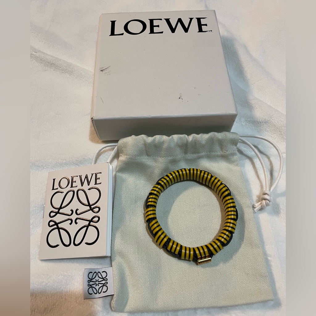 Loewe Yellow Braided Leather Bangle Bracelet 180$